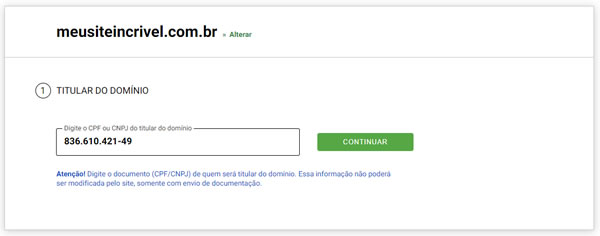 woocommerce registrar domínio CPF proprietário