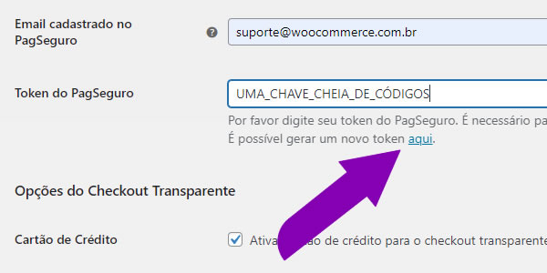 Configurar Pagamento PagSeguro: Token PagSeguro