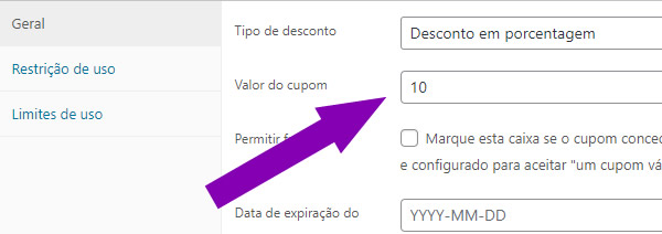 como criar cupom de desconto 10% na primeira compra