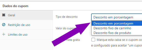 Criar cupom de desconto 10 porcento