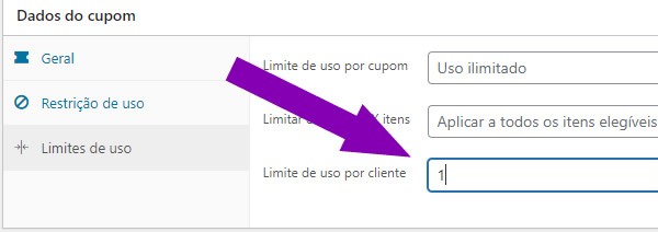 como criar cupom de desconto com limite de uso